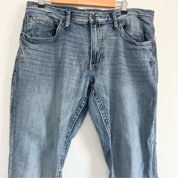 BKE Jake Straight Leg Denim Jeans Light Wash Distressed Read Notes Ripped 36 R - Picture 4 of 11
